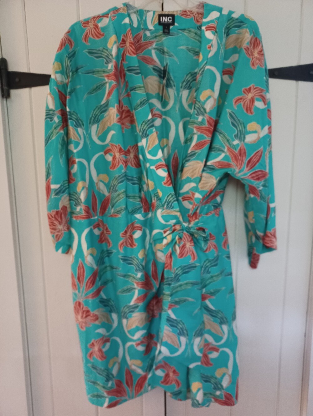 Teal / Turquoise Bohe.iam Style  Kimono Wrap Dress   Size Latge  New With Tag